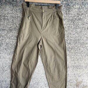 Madewell Pants Womens 29 Olive Green High Rise Paperbag Waist Cotton Tapered